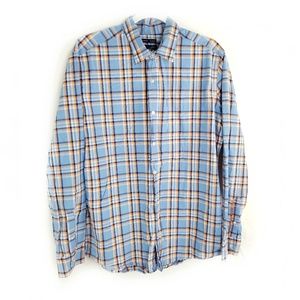 Gap Blue Plaid Vintage Wash Button Down Shirt